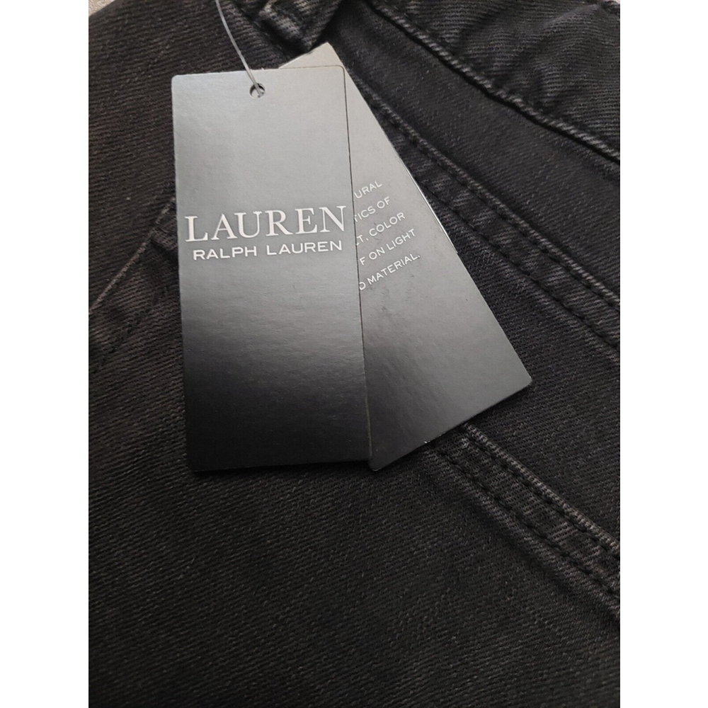 Ralph Lauren Black Super Stretch High Rise Skinny Ankle Denim Jeans Sz 14 / 32 - Picture 11 of 12